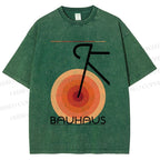Unisex Bauhaus Geometric Bicycle Printed Washed Tee