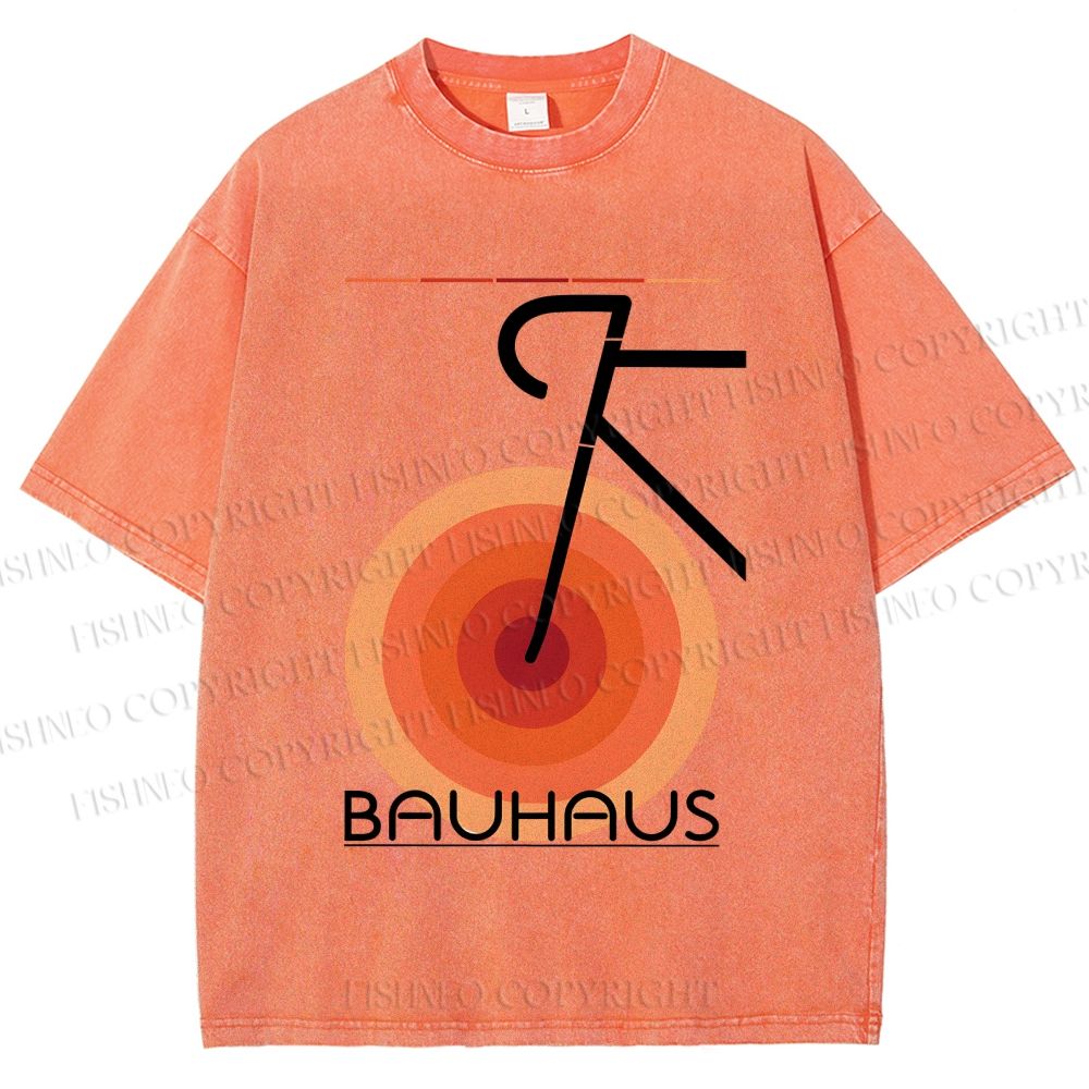 Unisex Bauhaus Geometric Bicycle Printed Washed Tee