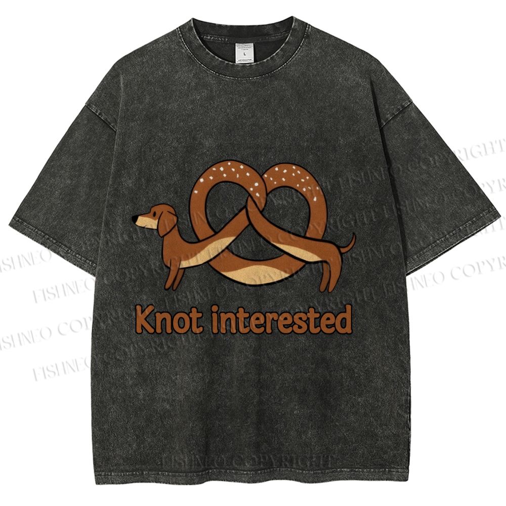 Unisex Dachshund Dog Pretzel Bread Knot interested Printed Washed Tee