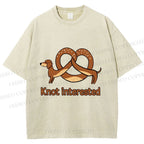 Unisex Dachshund Dog Pretzel Bread Knot interested Printed Washed Tee