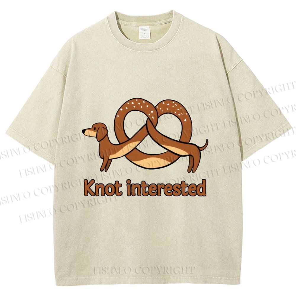 Unisex Dachshund Dog Pretzel Bread Knot interested Printed Washed Tee