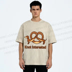 Unisex Dachshund Dog Pretzel Bread Knot interested Printed Washed Tee