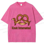 Unisex Dachshund Dog Pretzel Bread Knot interested Printed Washed Tee