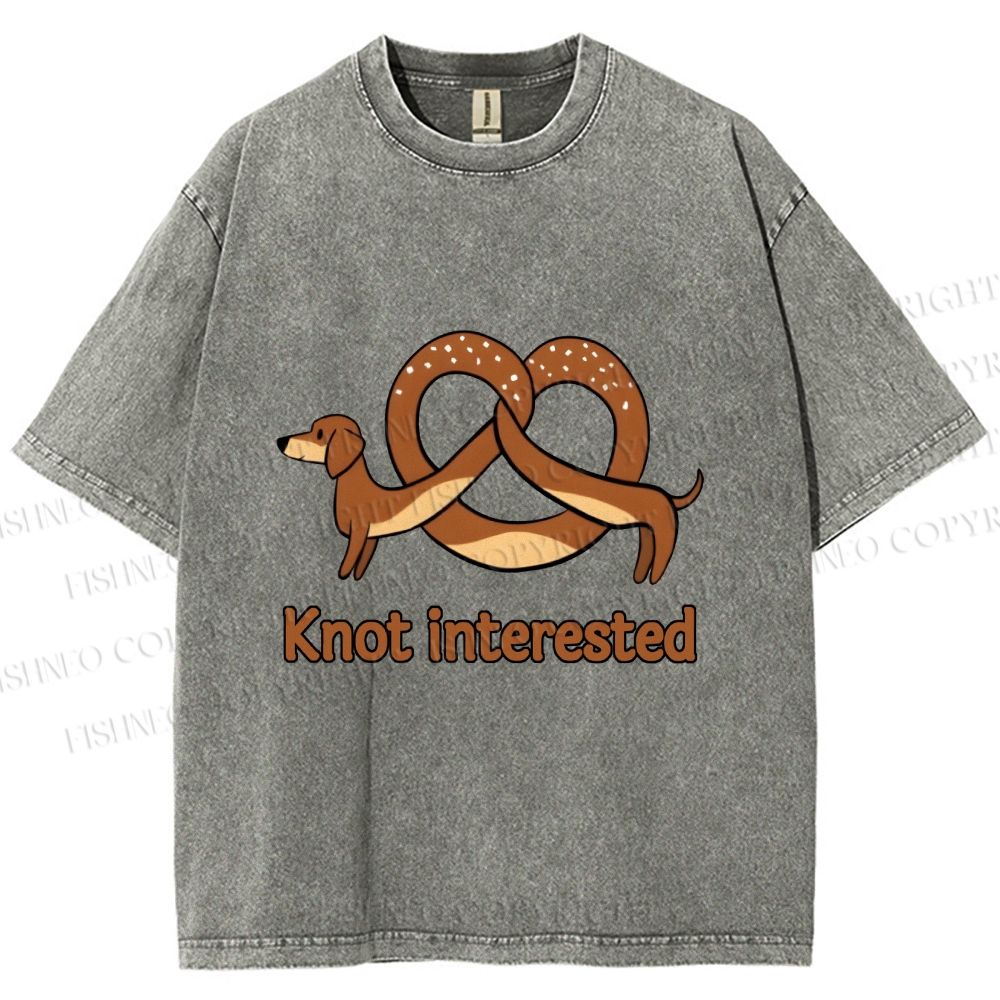 Unisex Dachshund Dog Pretzel Bread Knot interested Printed Washed Tee