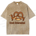Unisex Dachshund Dog Pretzel Bread Knot interested Printed Washed Tee