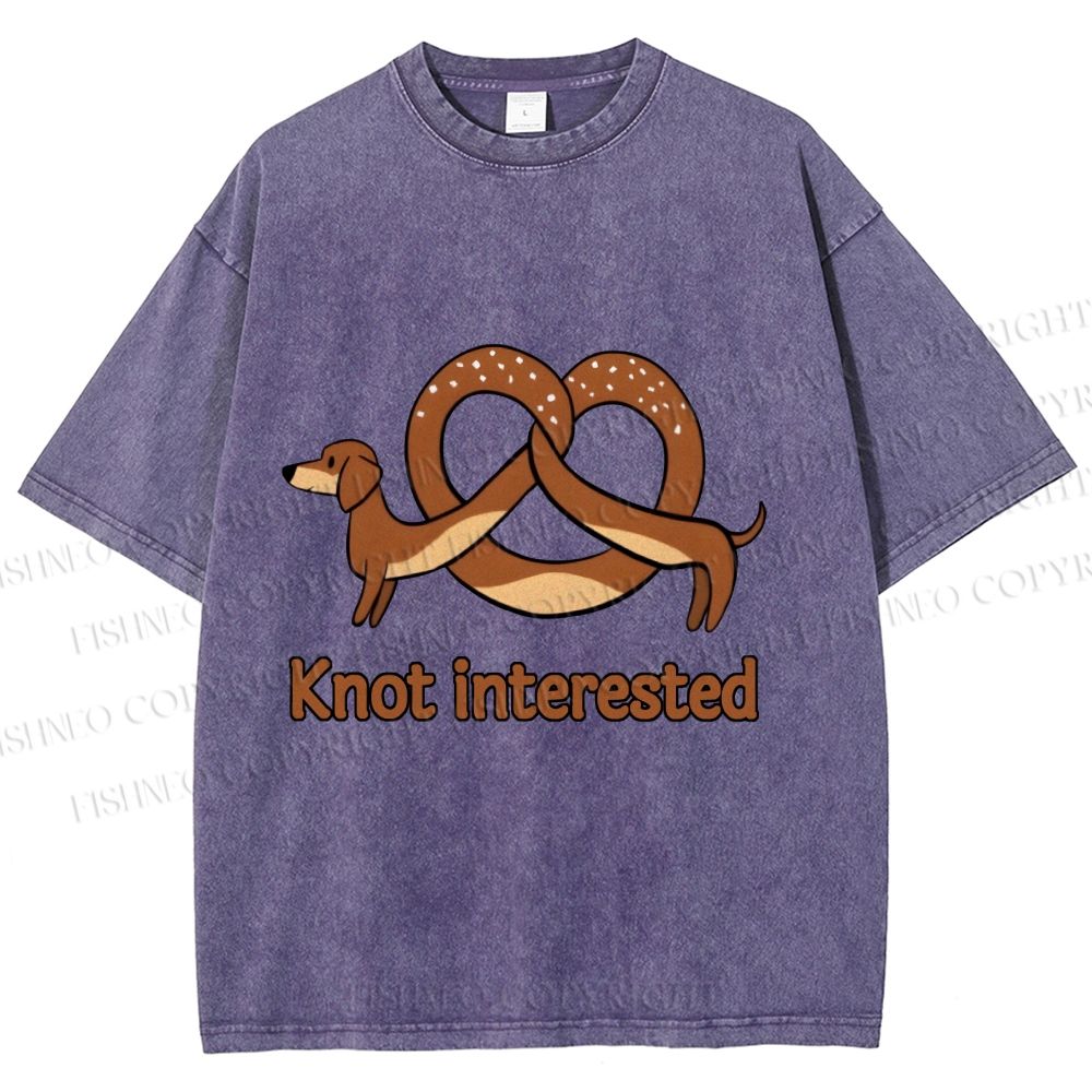 Unisex Dachshund Dog Pretzel Bread Knot interested Printed Washed Tee