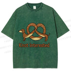 Unisex Dachshund Dog Pretzel Bread Knot interested Printed Washed Tee