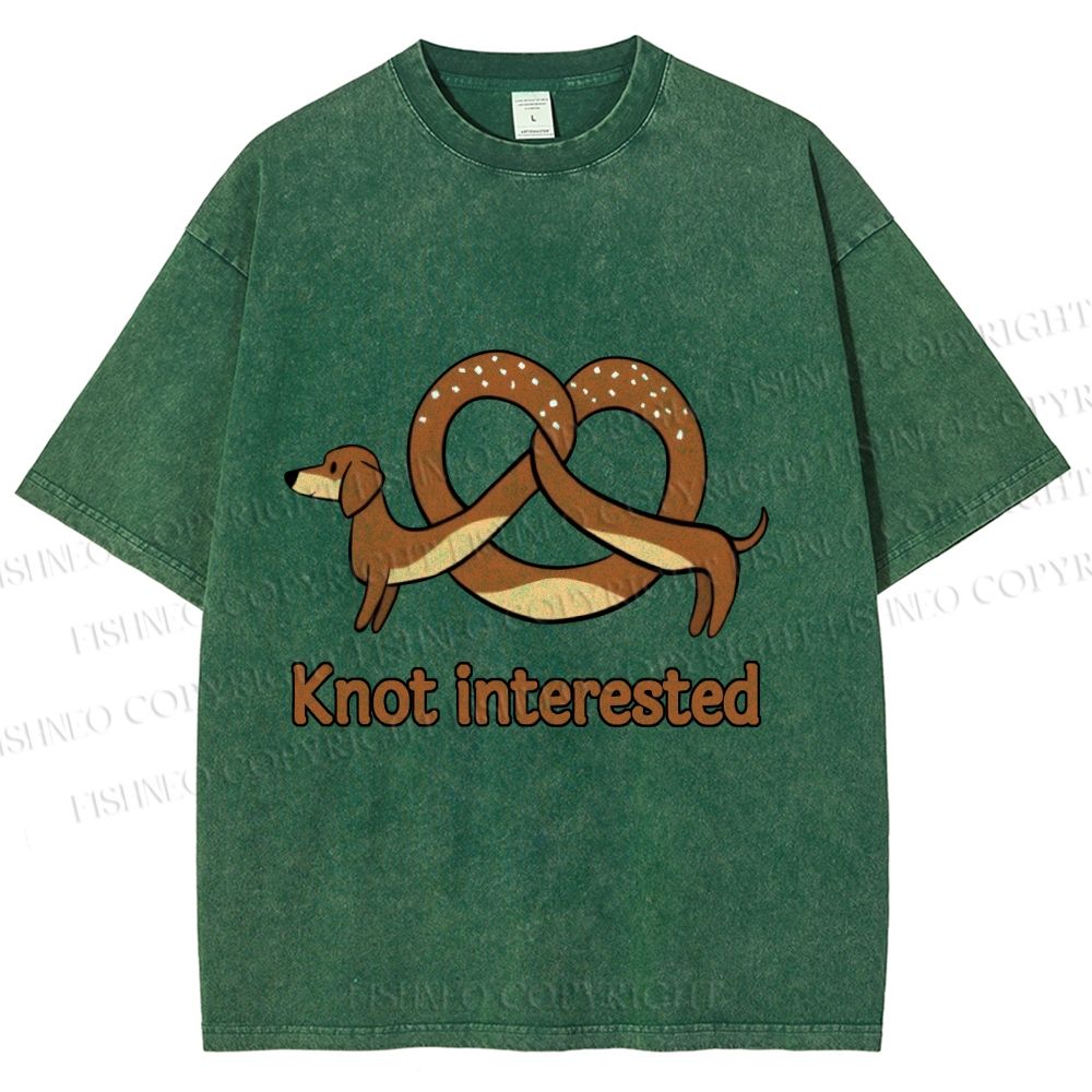 Unisex Dachshund Dog Pretzel Bread Knot interested Printed Washed Tee