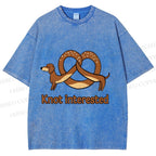 Unisex Dachshund Dog Pretzel Bread Knot interested Printed Washed Tee