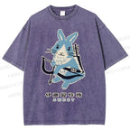 Unisex Japanese Rabbit Playing Bow and Arrow Printed Washed Tee