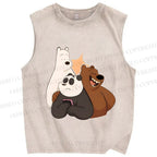 Unisex We Bare Bears Printed Washed Tank Top