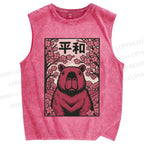 Unisex Capybara in Peace Printed Washed Tank Top