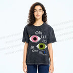 Unisex Bauhaus Geometric Eyes Printed Washed Tee