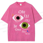 Unisex Bauhaus Geometric Eyes Printed Washed Tee