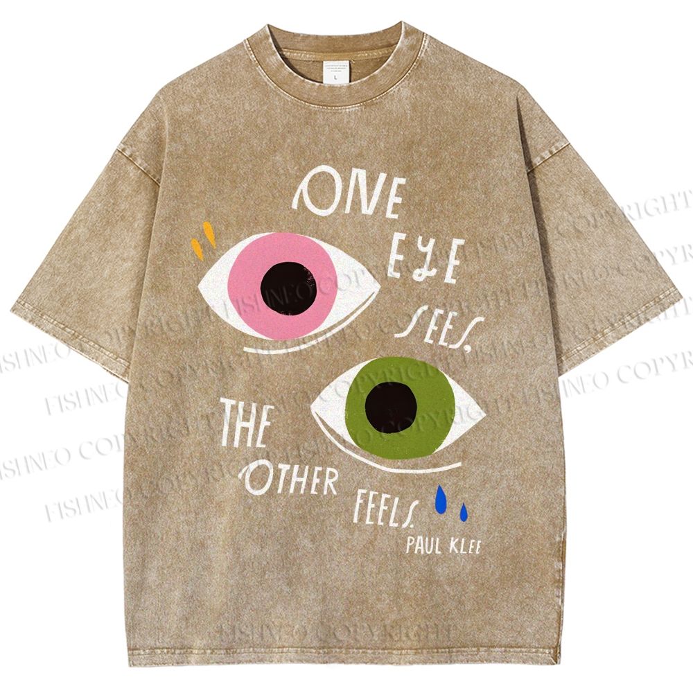 Unisex Bauhaus Geometric Eyes Printed Washed Tee