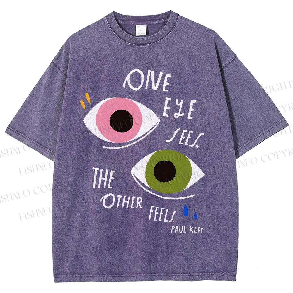 Unisex Bauhaus Geometric Eyes Printed Washed Tee