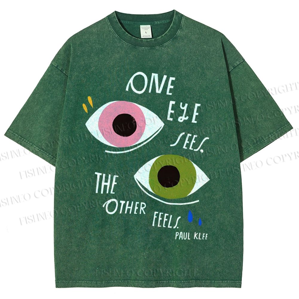 Unisex Bauhaus Geometric Eyes Printed Washed Tee
