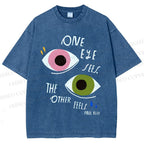 Unisex Bauhaus Geometric Eyes Printed Washed Tee