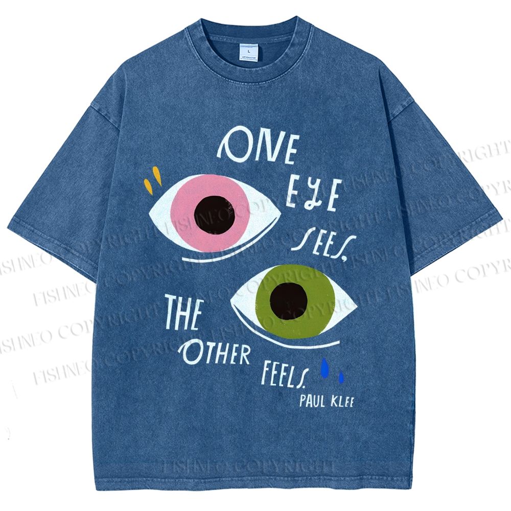 Unisex Bauhaus Geometric Eyes Printed Washed Tee