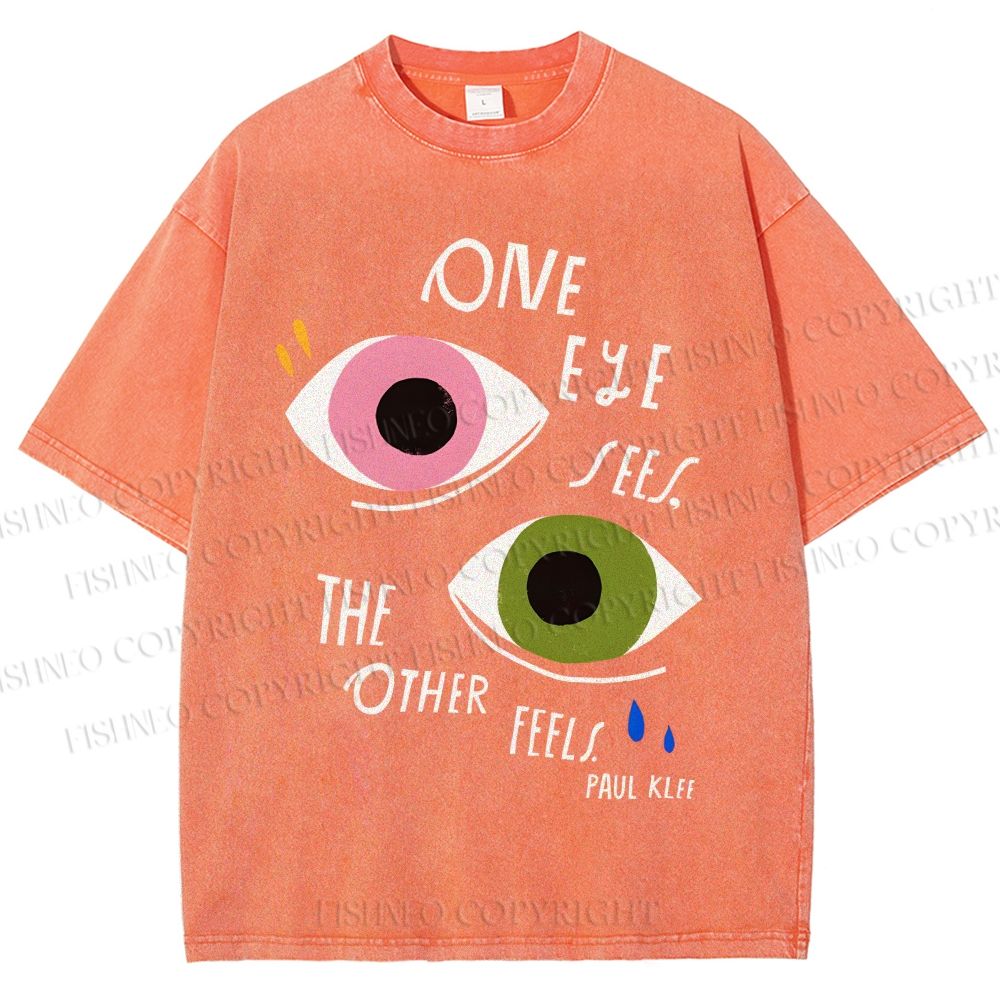 Unisex Bauhaus Geometric Eyes Printed Washed Tee