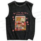 Unisex Rabbits Sleeping You can try again tomorrow Printed Washed Tank Top