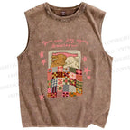 Unisex Rabbits Sleeping You can try again tomorrow Printed Washed Tank Top