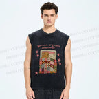 Unisex Rabbits Sleeping You can try again tomorrow Printed Washed Tank Top