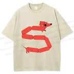 Unisex Dachshund Dog Printed Washed Tee