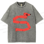 Unisex Dachshund Dog Printed Washed Tee