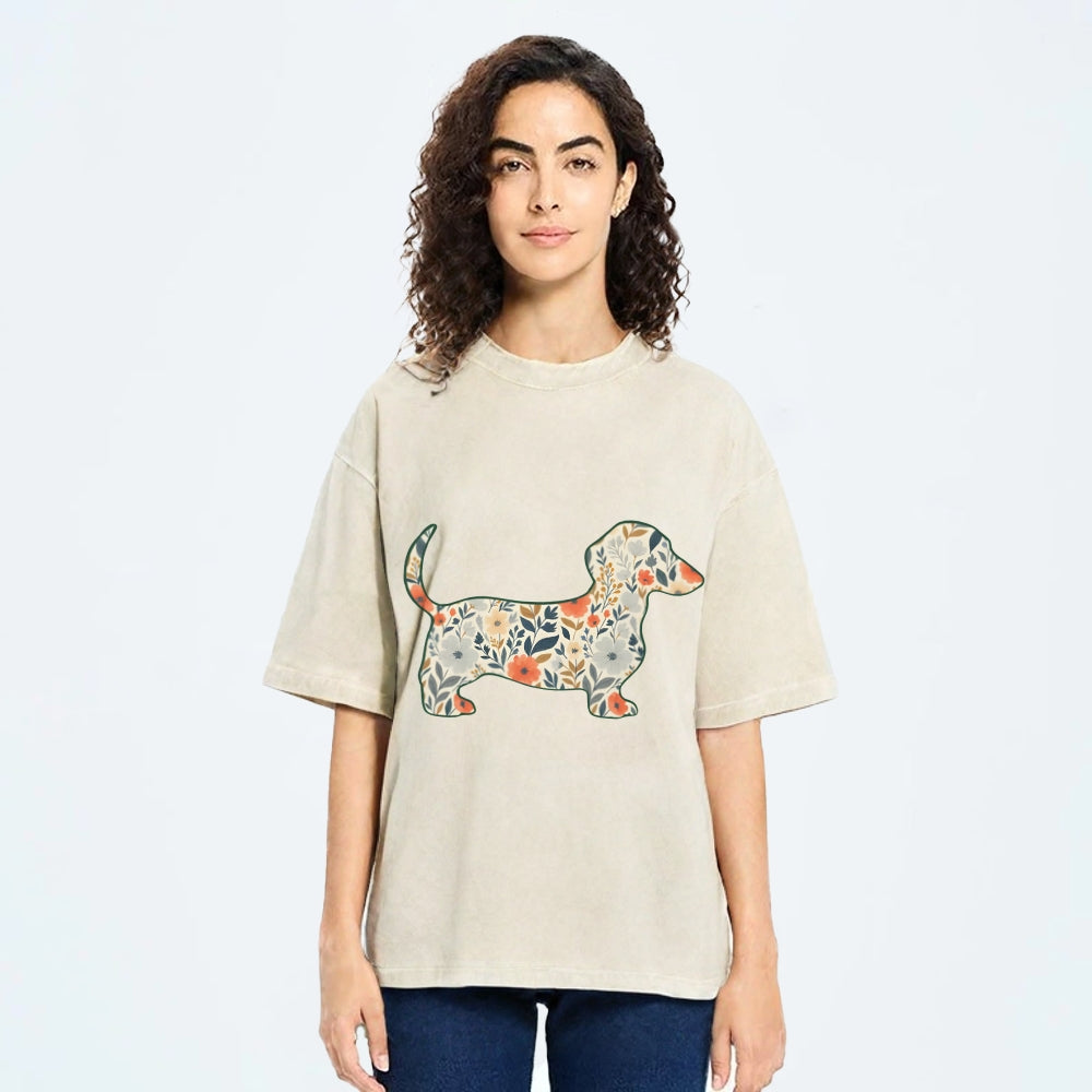 Floral Dachshund T-shirt
