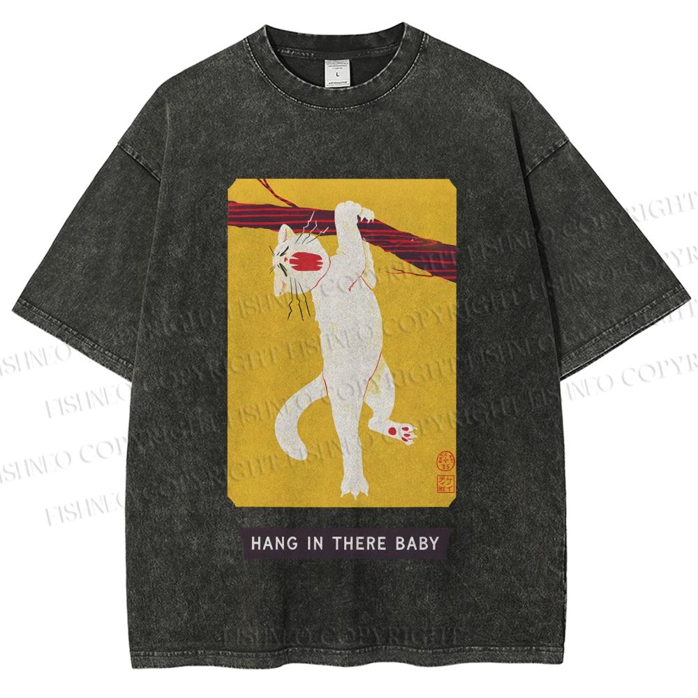 Unisex Hang In There Baby Printed Washed Tee