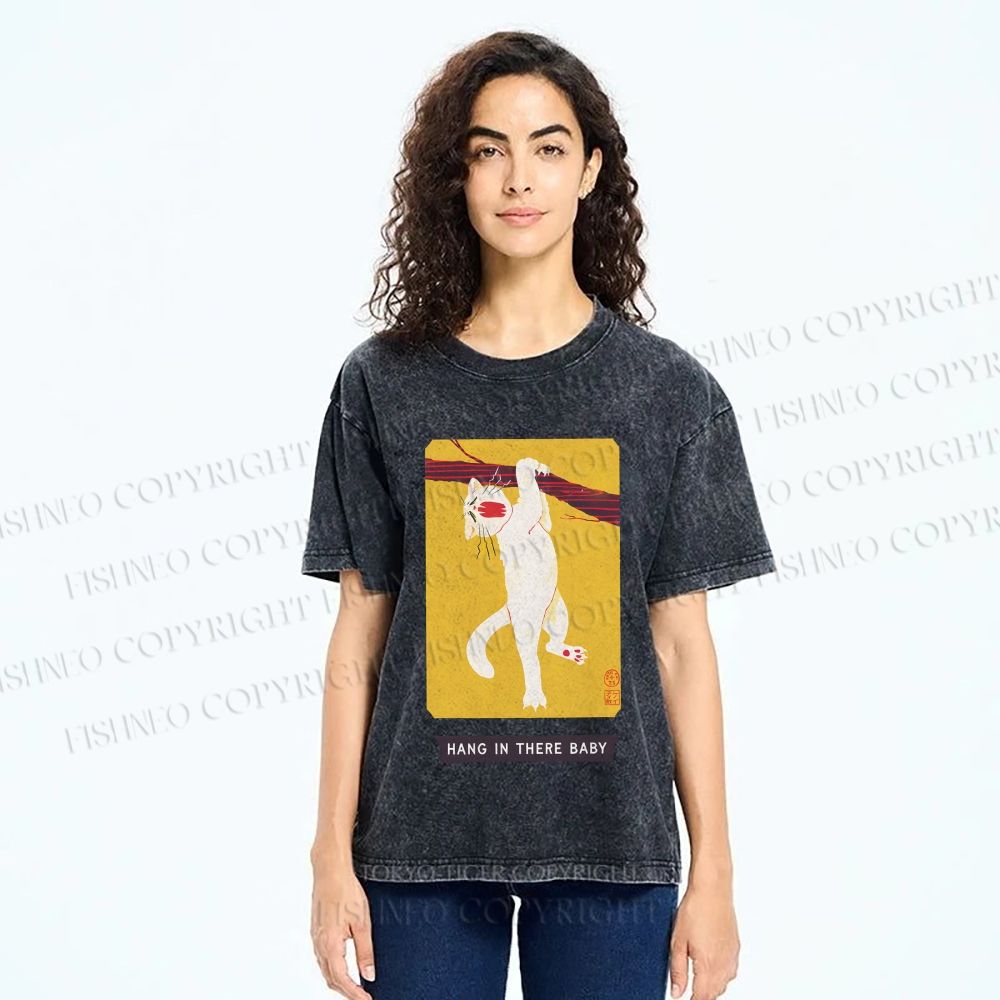 Unisex Hang In There Baby Printed Washed Tee