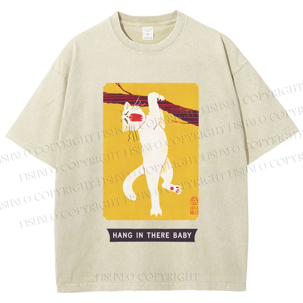 Unisex Hang In There Baby Printed Washed Tee