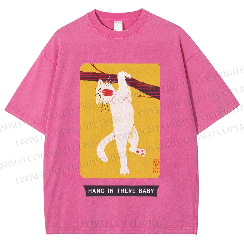 Unisex Hang In There Baby Printed Washed Tee