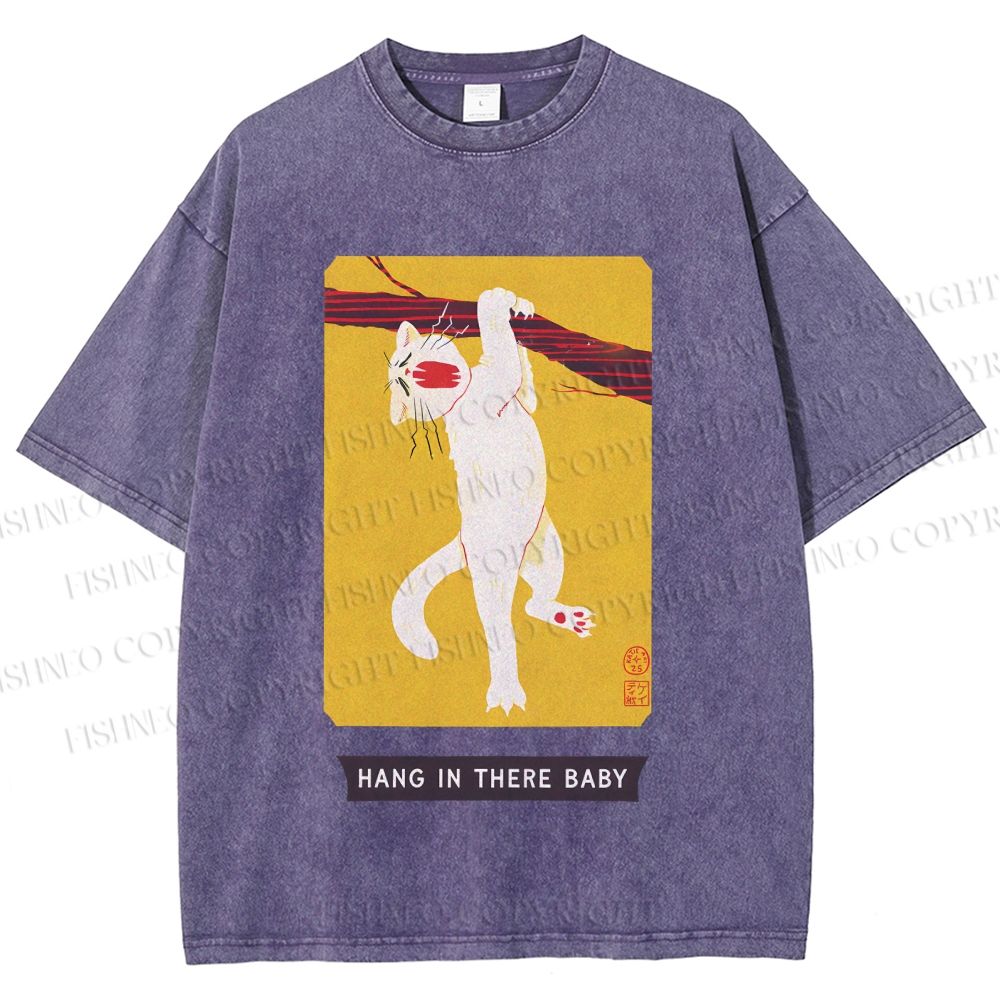 Unisex Hang In There Baby Printed Washed Tee