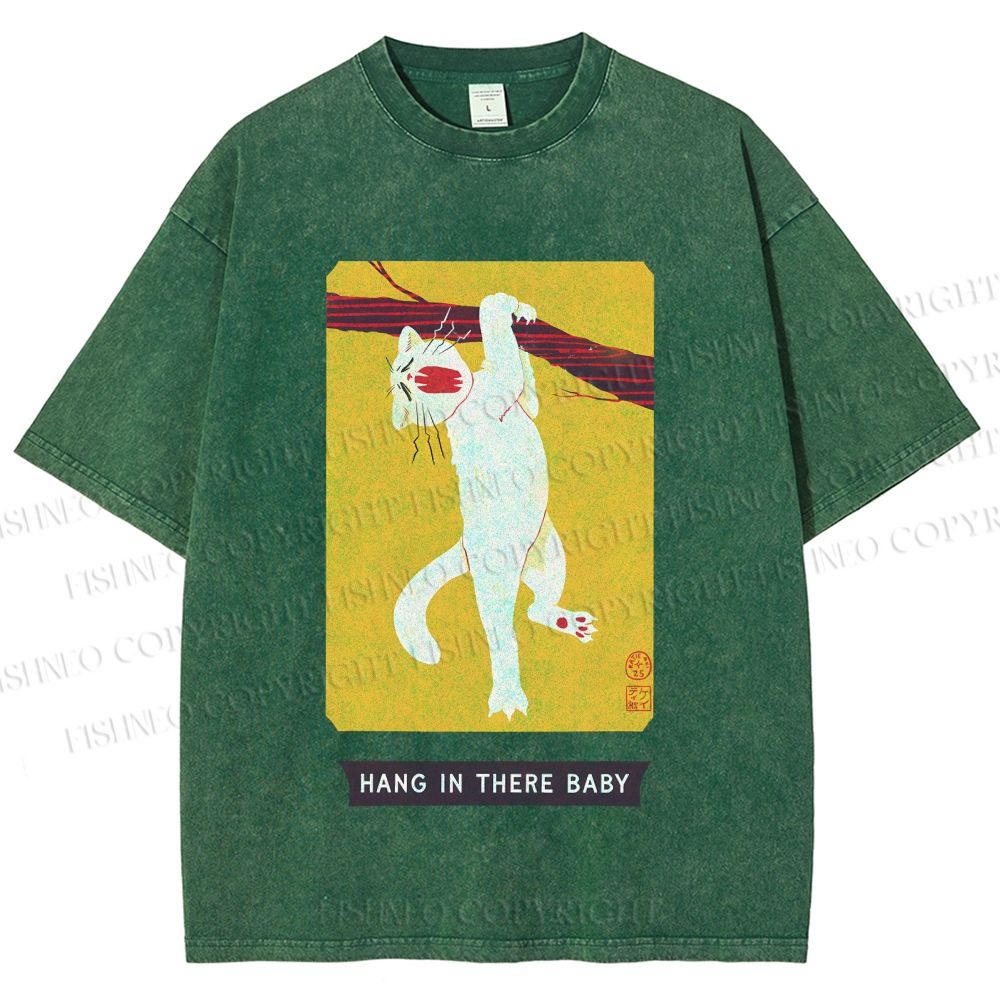 Unisex Hang In There Baby Printed Washed Tee