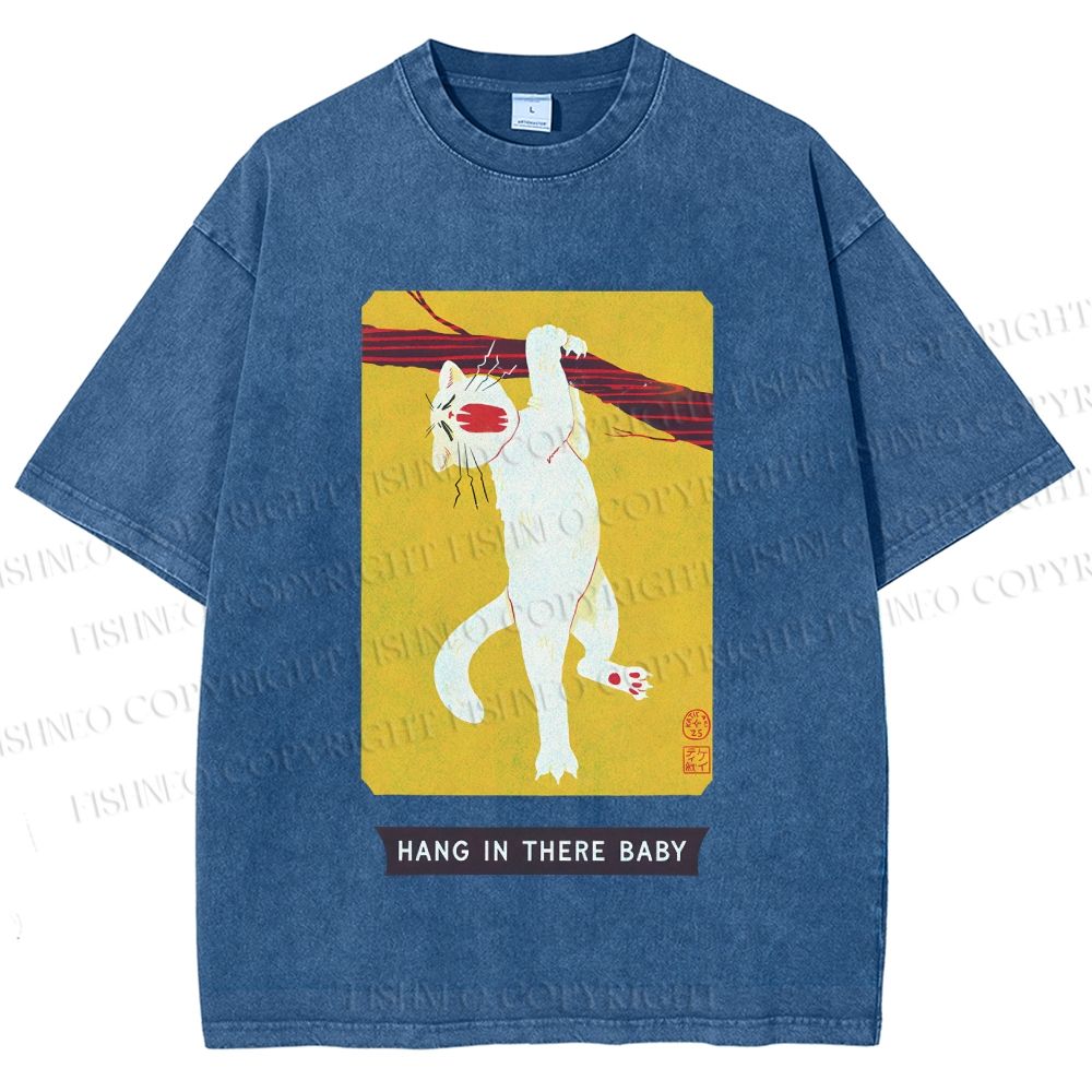 Unisex Hang In There Baby Printed Washed Tee