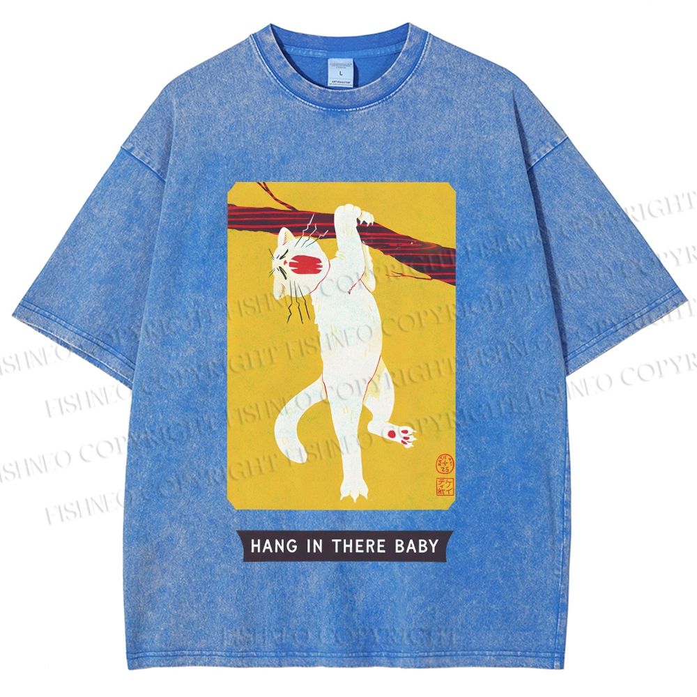 Unisex Hang In There Baby Printed Washed Tee