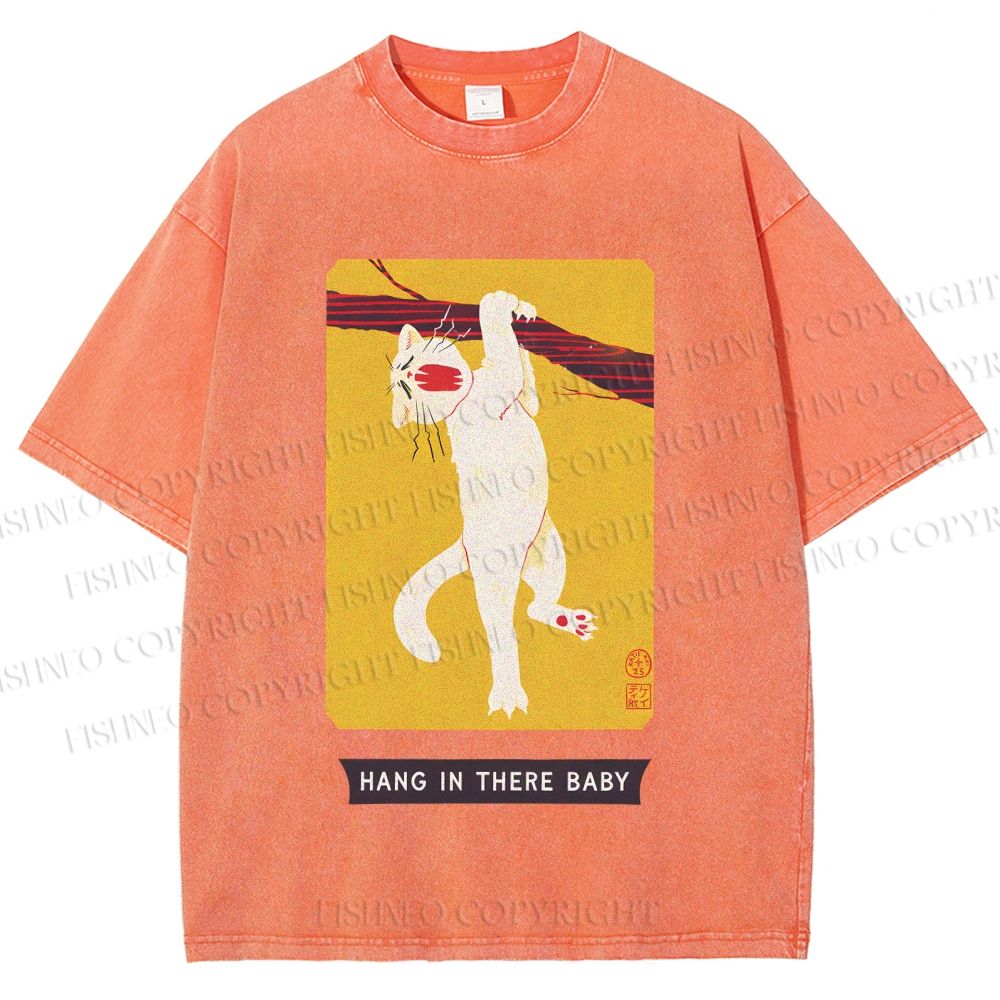 Unisex Hang In There Baby Printed Washed Tee