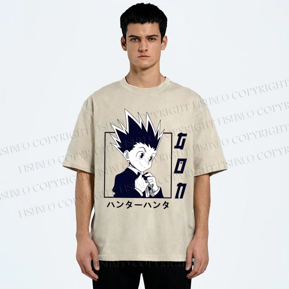 Unisex Gon Freecss Hunter Printed Washed Tee