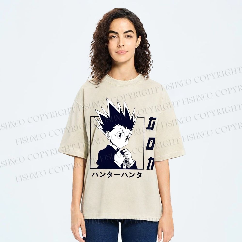 Unisex Gon Freecss Hunter Printed Washed Tee