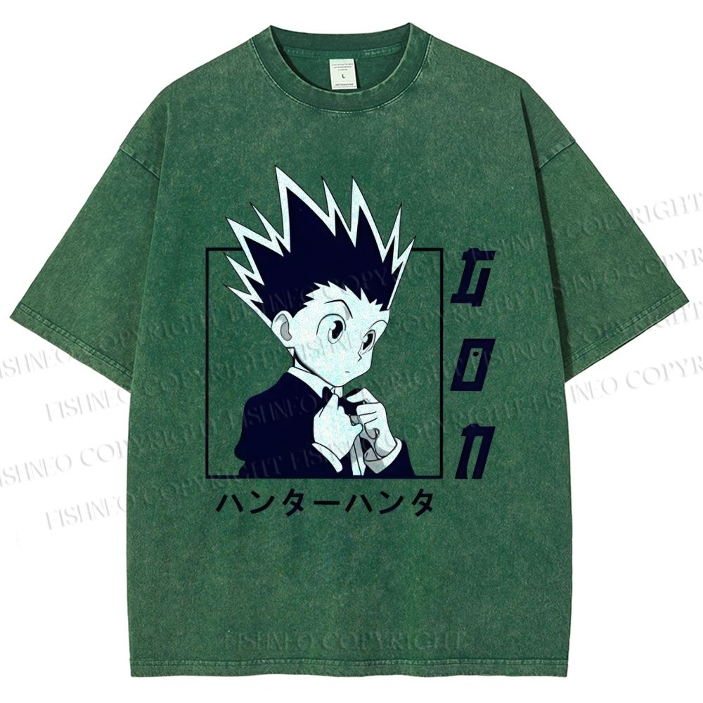 Unisex Gon Freecss Hunter Printed Washed Tee