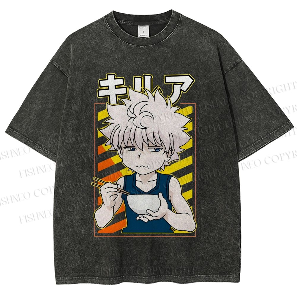 Unisex Hunter Killua Zoldyck Printed Washed Tee