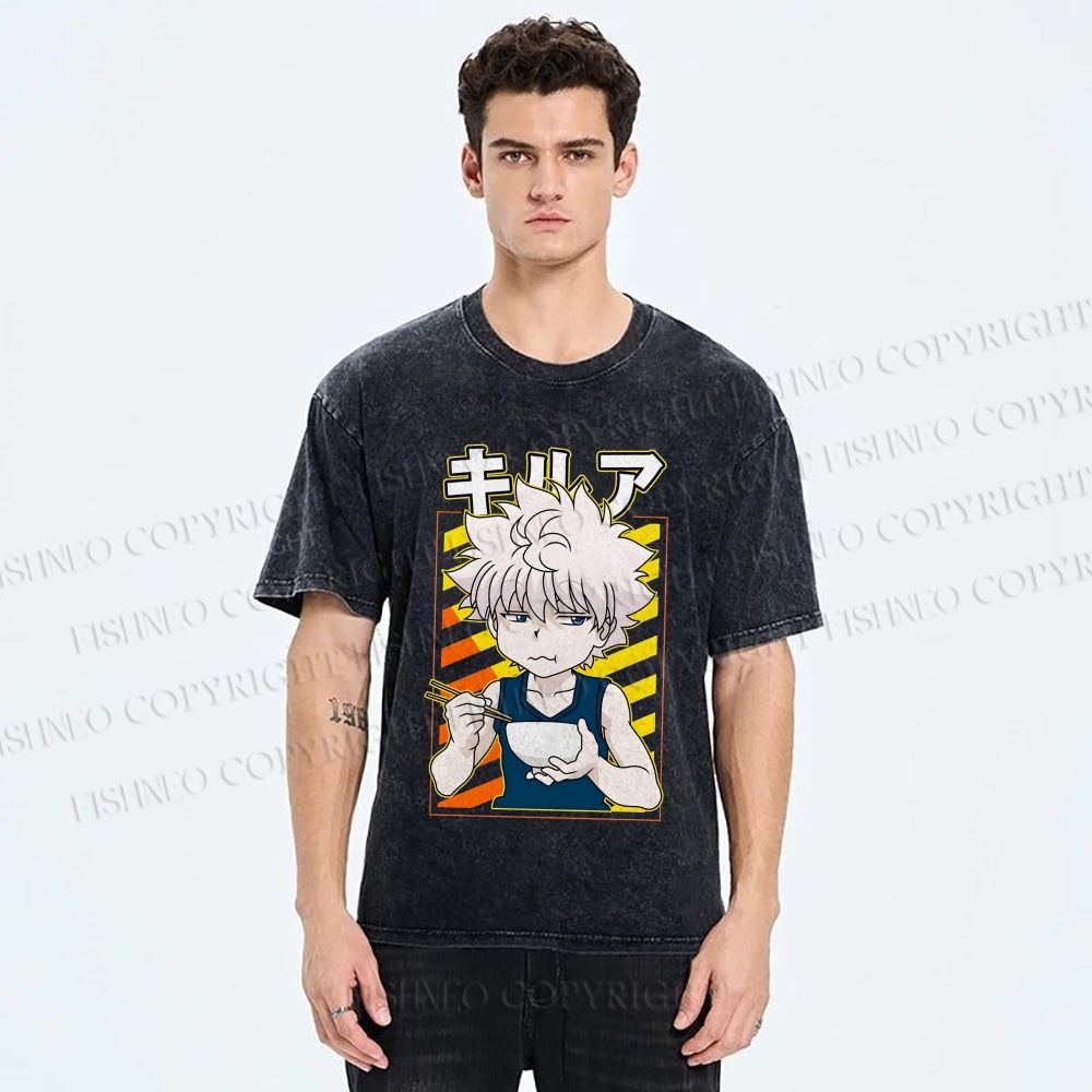 Unisex Hunter Killua Zoldyck Printed Washed Tee