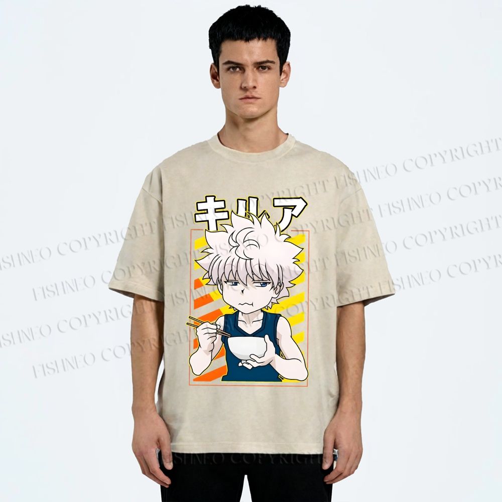 Unisex Hunter Killua Zoldyck Printed Washed Tee