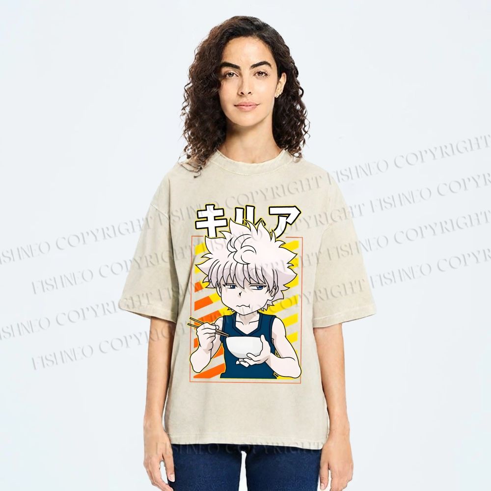 Unisex Hunter Killua Zoldyck Printed Washed Tee