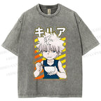 Unisex Hunter Killua Zoldyck Printed Washed Tee