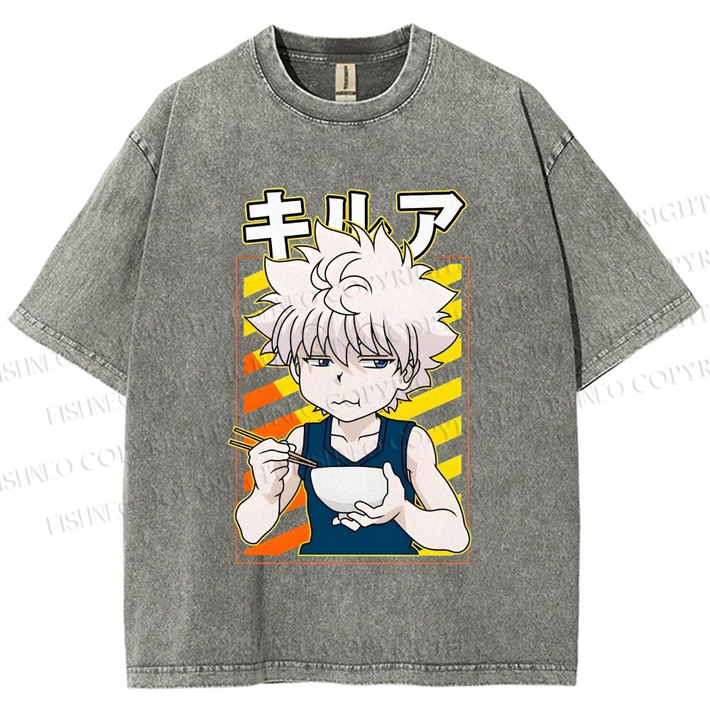 Unisex Hunter Killua Zoldyck Printed Washed Tee