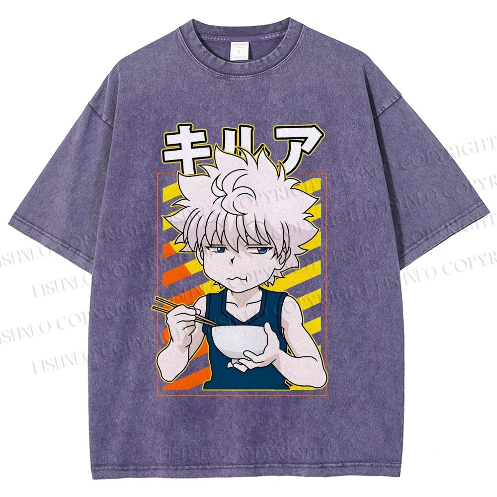 Unisex Hunter Killua Zoldyck Printed Washed Tee