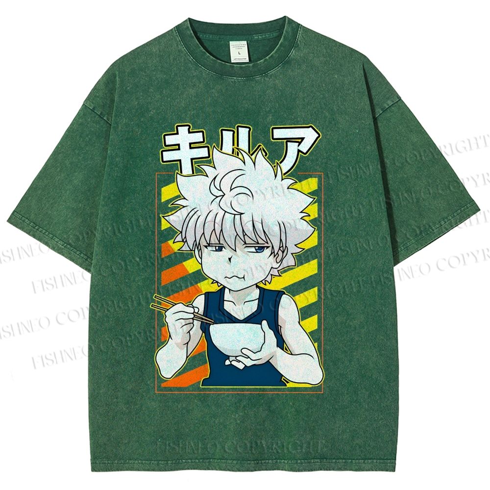 Unisex Hunter Killua Zoldyck Printed Washed Tee